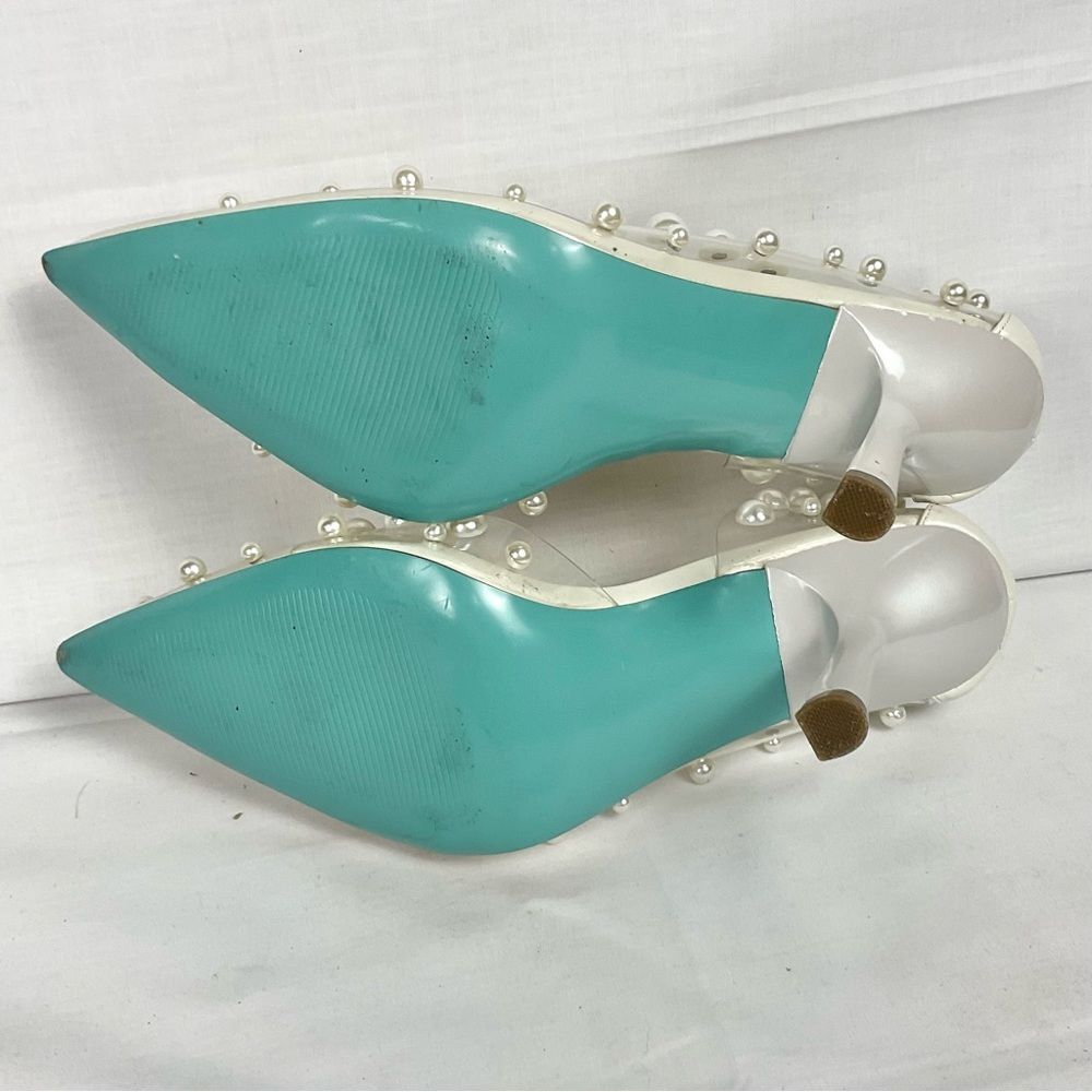 Betsey Johnson Halo Pump Clear Heels with Pearl Embellishments Sz 11 Party - Picture 8 of 13